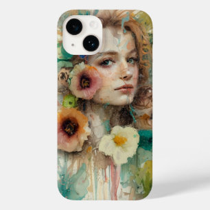 Funda Para iPhone 14 De Case-Mate Retrato de mujer de flor abstracta