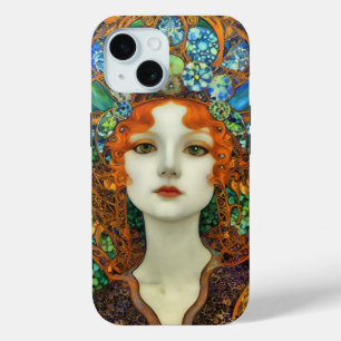 Funda Para iPhone 15 Retrato de mujer hermosa con estilo de vidrio manc