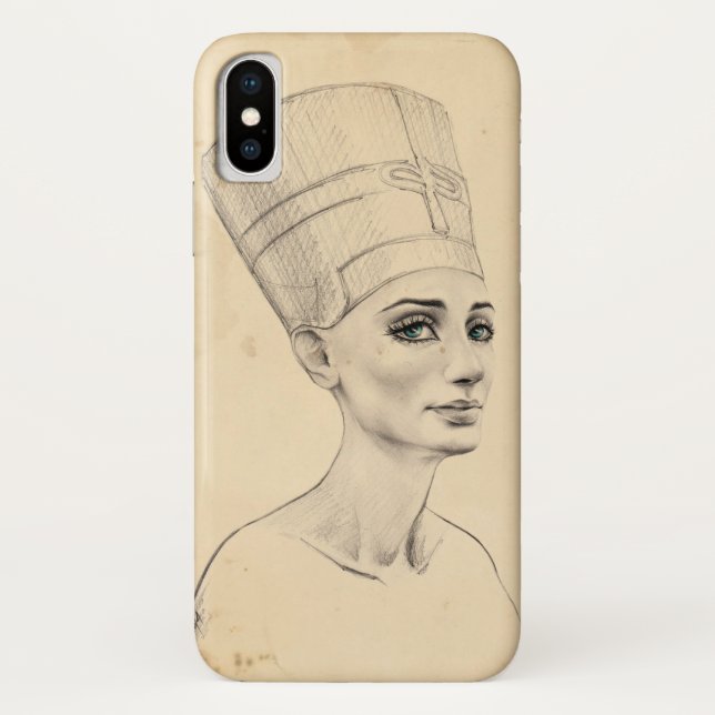 Funda De Case-Mate Para iPhone Retrato de Nefertiti dibujando papiro del Antiguo  (Reverso)