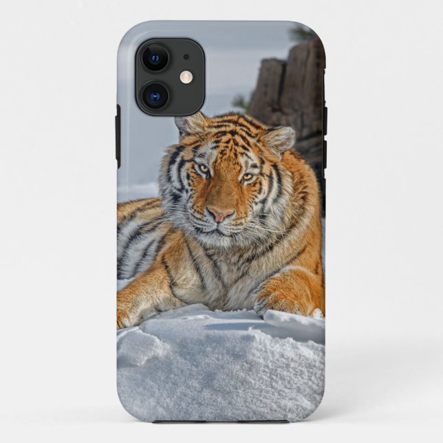 Funda De Case-Mate Para iPhone Retrato de nieve de tigre (Reverso)