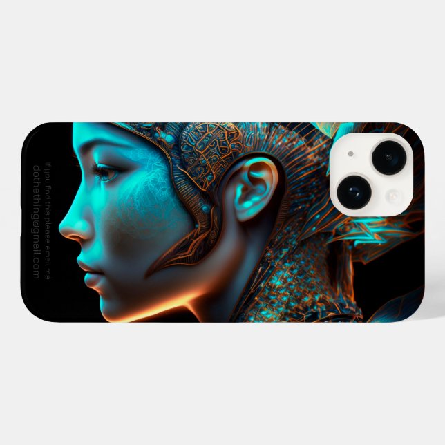 Funda De Case-Mate Para iPhone Retrato de perfil del ciberpunk eléctrico japonés (Reverso  (Horizontal))