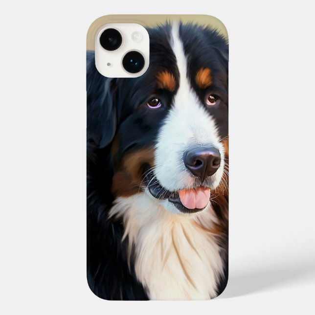 Funda De Case-Mate Para iPhone Retrato de perro de montaña de Bernese (Reverso )