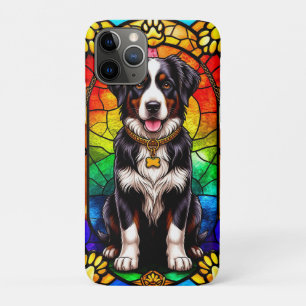 Funda Para iPhone 11 Pro Retrato de perro de vidrio emplomado artístico