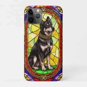 Funda Para iPhone 11 Pro Retrato de perro de vidrio emplomado artístico