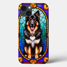 Funda Para iPhone 13 Retrato de perro en arte de vidrio manchado