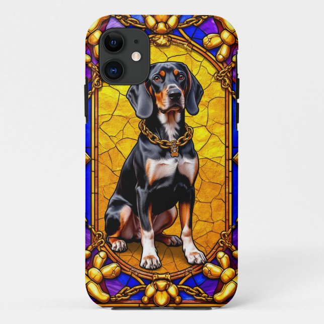 Funda De Case-Mate Para iPhone Retrato de perro en arte de vidrio manchado (Reverso)