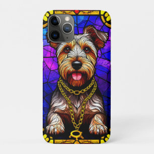 Funda Para iPhone 11 Pro Retrato de perro en vidrio tintado artístico