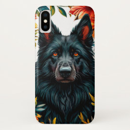 Funda Para iPhone X Retrato de perro negro