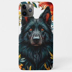 Funda Para iPhone 11 Pro Max 🐶 Retrato de Perro Negro Elegante Estilo Amante d