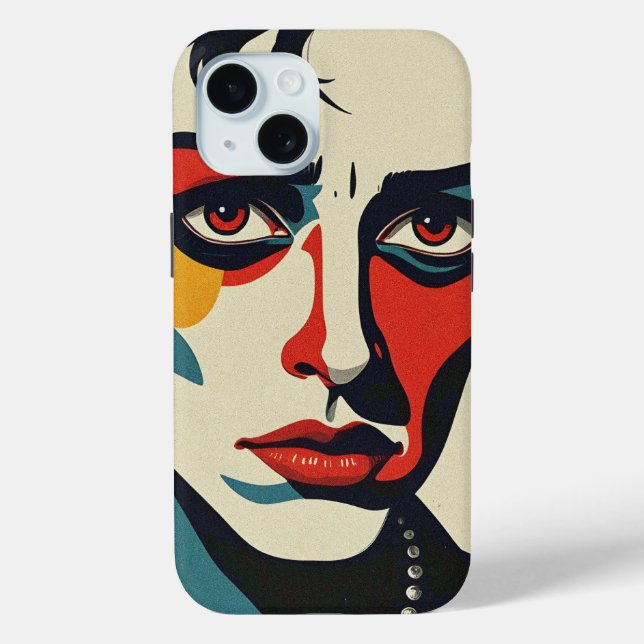 Funda De Case-Mate Para iPhone Retrato de Punk abstracto (Reverso )