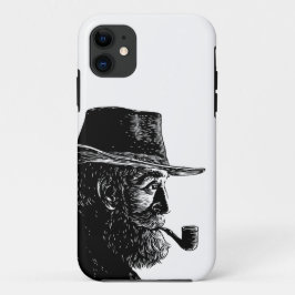Funda Para iPhone 11 Retrato de puntos y líneas: Anciano sabio fumando