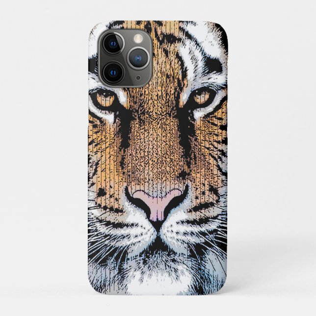 Funda De Case-Mate Para iPhone Retrato de tigres en estilo de prensa gráfica (Reverso)