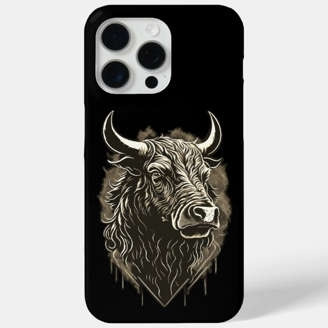 Funda De Case-Mate Para iPhone Retrato de toro (Reverso )