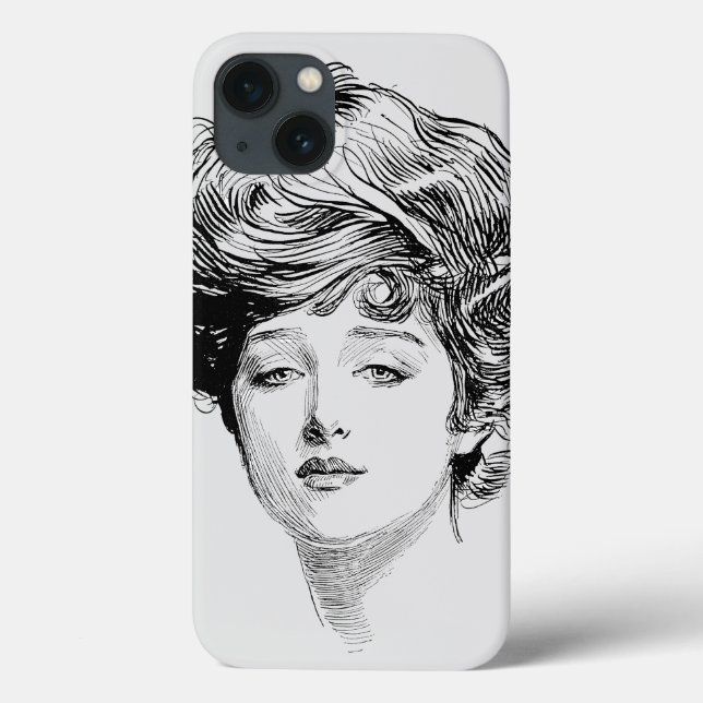 Funda De Case-Mate Para iPhone Retrato de un chica de Gibson, 1900 (Reverso)