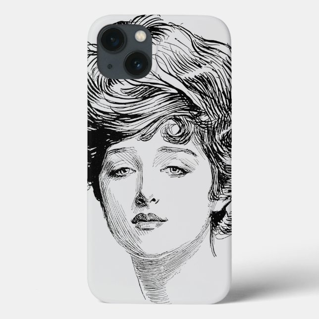 Funda De Case-Mate Para iPhone Retrato de un chica de Gibson, 1900 (Reverso)