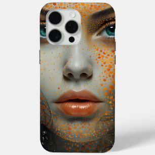Funda Para iPhone 15 Pro Max Retrato de una mujer en Naranja