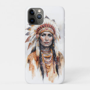 Funda Para iPhone 11 Pro Retrato de una mujer norteamericana nativa acuarel