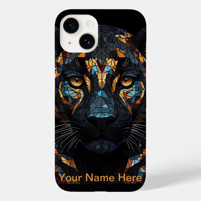 Funda De Case-Mate Para iPhone Retrato de vidrio manchado de leopardo mosaico (Reverso )