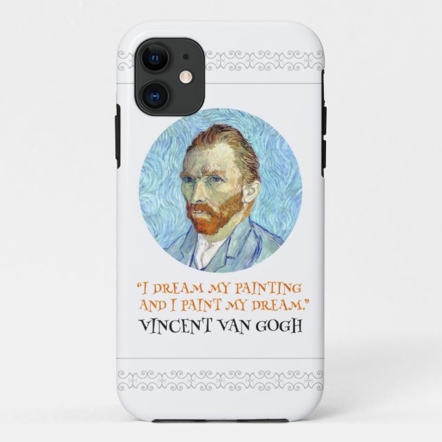 Funda De Case-Mate Para iPhone Retrato de Vincent Van Gogh con cita (Reverso)