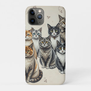 Funda Para iPhone 11 Pro Retrato familiar de gato de inspiración vintage