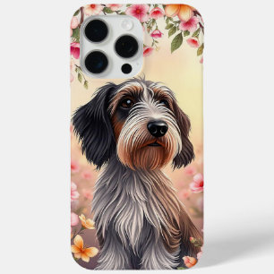 Funda Para iPhone 15 Pro Max Retrato floral de perro Estética moderna para aman