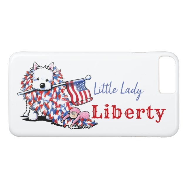 Funda De Case-Mate Para iPhone Retrato kiniArt Liberty Westie (Reverso (horizontal))