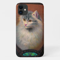 Retrato mascota elegante de arte de gatos de época