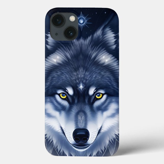 Funda De Case-Mate Para iPhone Retrato místico de lobo (Reverso)