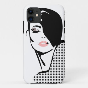 Funda Para iPhone 11 Retrato moderno de mujer blanca y negra minimalist