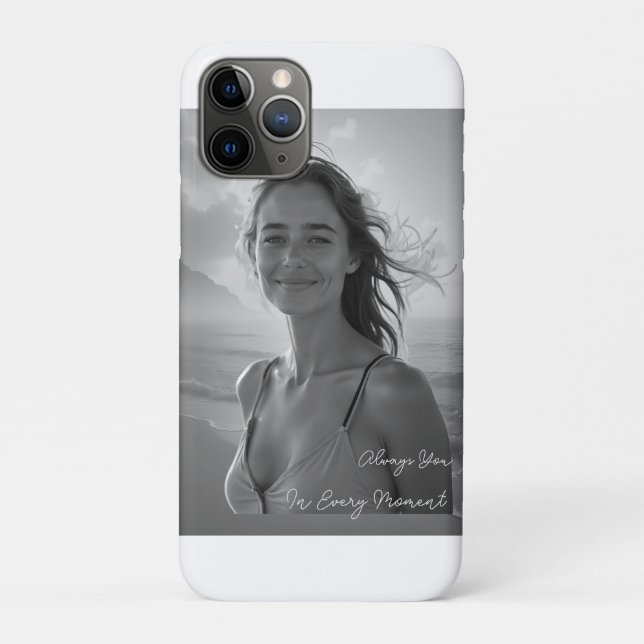 Funda De Case-Mate Para iPhone Retrato personalizado de ella: regalo de foto simp (Reverso)