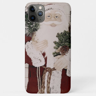 Funda Para iPhone 11 Pro Max Retrato Vintage de Papá Noel Navidad Fiesta