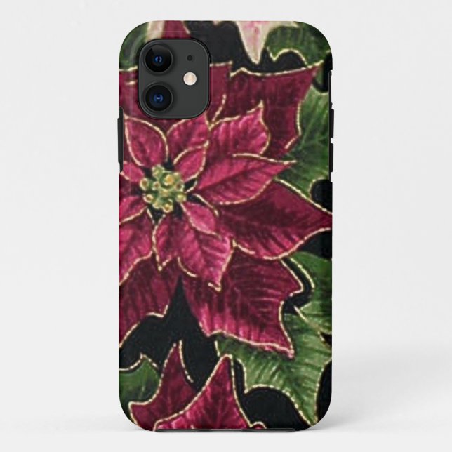 Funda De Case-Mate Para iPhone Retro 50 Poinsettia Borgoña Rosa (Reverso)