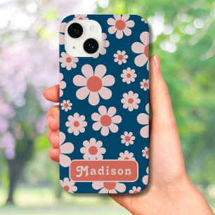 Funda Para iPhone 14 De Case-Mate Retro 70 Groovy Daisy Pattern add Name
