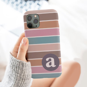 Funda Para iPhone 13 Pro Max Retro 70 Groovy Stripes Monograma Trendy Pastel