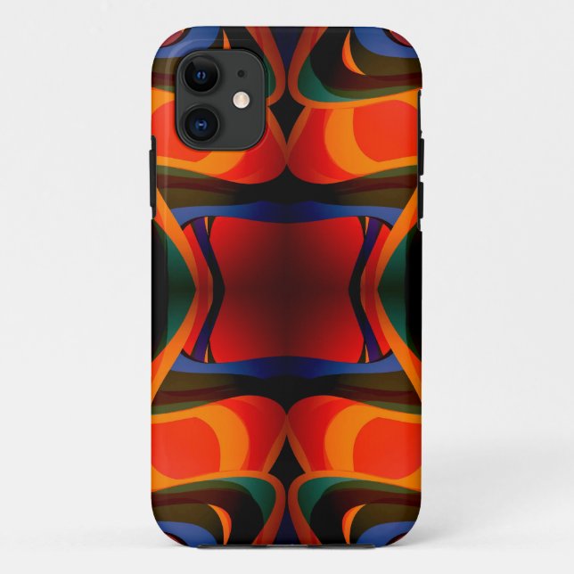 Funda De Case-Mate Para iPhone Retro abstracto fractal (Reverso)