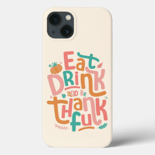 Funda Para iPhone 13 Retro Come Bebida Y Da Las Gracias Feliz Día De Gr