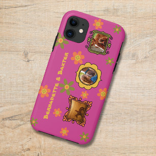 Funda Para iPhone 11 Retro Daisy 3 Foto Collage y nombre de Mascota de 