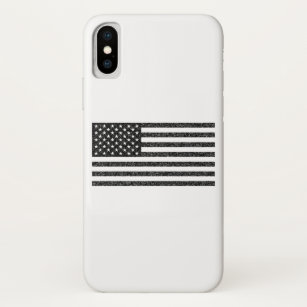 Funda Para iPhone XS Retro de cosecha blanca y negra de la bandera de l