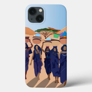 Funda Para iPhone 13 Retro de cosecha colorida con encaje y flores