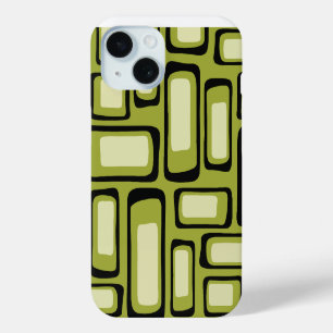 Funda Para iPhone 15 Retro de mediados de siglo Green Rounded Rectangle