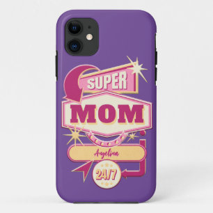 Funda Para iPhone 11 Retro Diner Rótulo Super Mamá