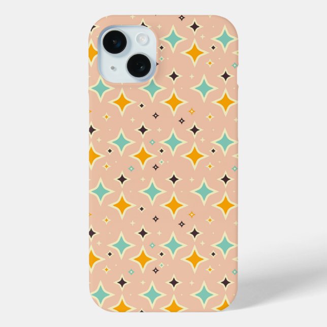 Funda De Case-Mate Para iPhone Retro geometric pattern with teal, orange, black (Reverso )