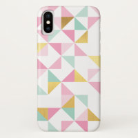 RETRO GEOMETRIC triángulo patrón oro de menta rosa