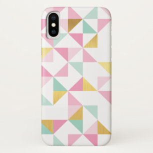 Funda Para iPhone X RETRO GEOMETRIC triángulo patrón oro de menta rosa