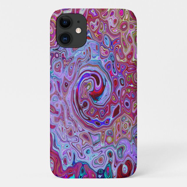 Funda De Case-Mate Para iPhone Retro Groovy Abstract Remolino de Lavanda y Magent (Reverso)