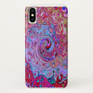 Funda Para iPhone X Retro Groovy Abstract Remolino de Lavanda y Magent
