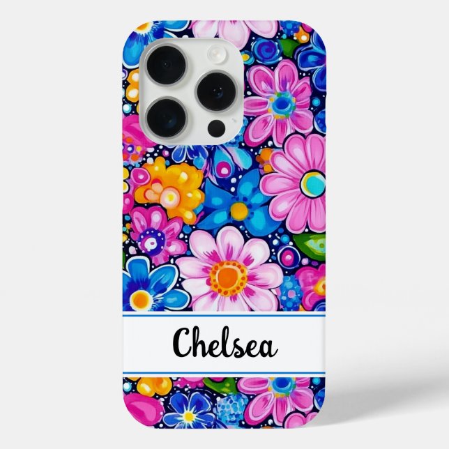 Funda De Case-Mate Para iPhone Retro Groovy Floral Personalized (Reverso )