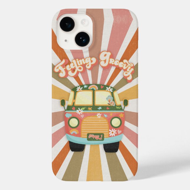 Funda De Case-Mate Para iPhone Retro Hippie Van 1960 1970 Daisies Floral (Reverso )