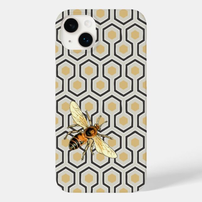 Funda De Case-Mate Para iPhone Retro Honeycomb Pattern Beehive (Reverso )