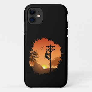 Funda Para iPhone 11 Retro Lineman Sunset Padre Electric Cable Lineman